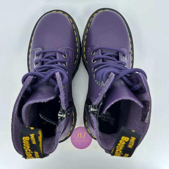 Dr. Martens Women's Jadon III Rick Purple Pisa Leather Platform Boots Size 5 - Picture 9 of 11